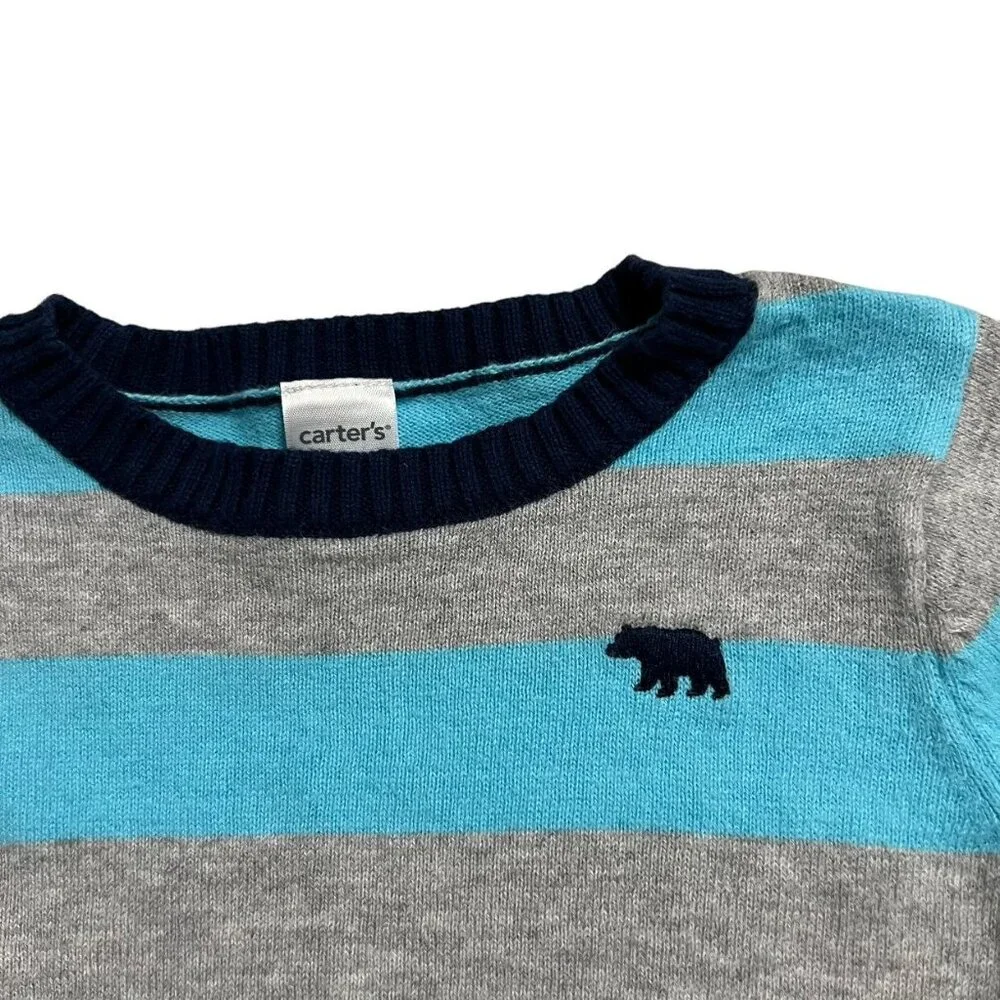 Carter's 6m Grey & Blue Striped Sweater & Pants Set